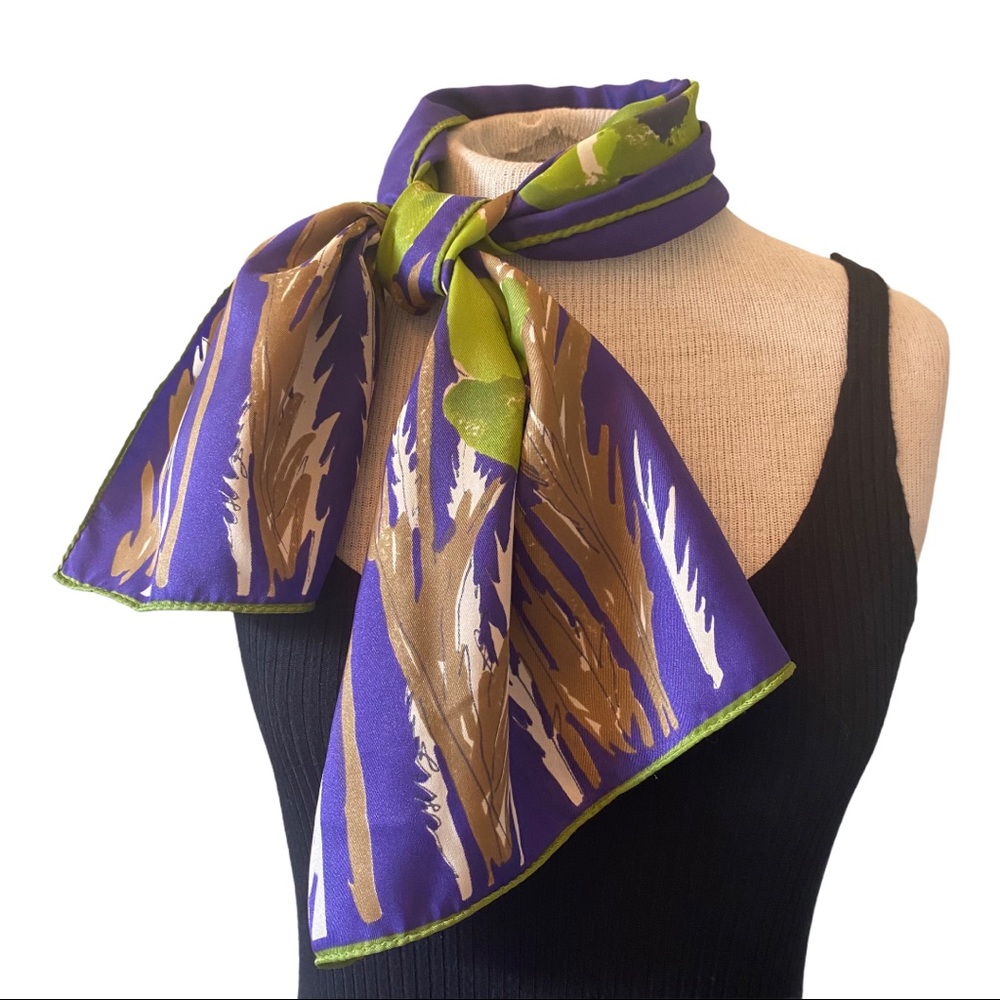 Vera Neumann Vintage Flower Scarf Purple Green